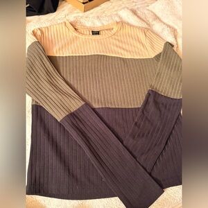 SHEIN Ribbed Knit Top in Warm Tan